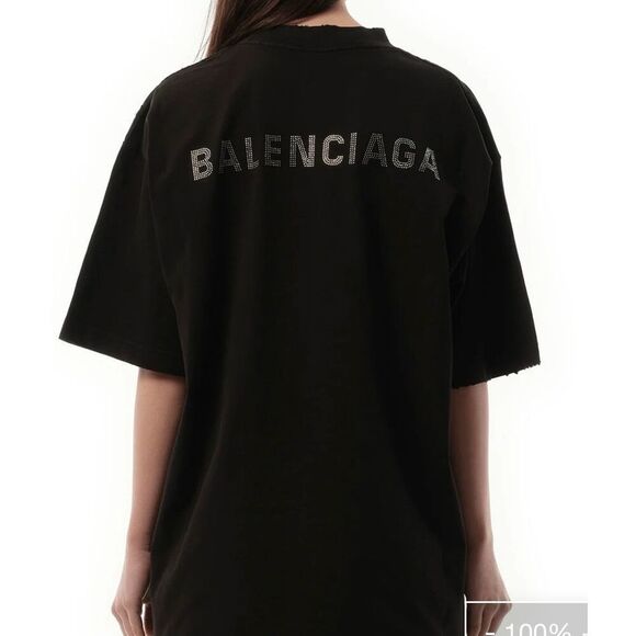 BALENCIAGA unisex black distress shirt size m - Picture 13 of 14